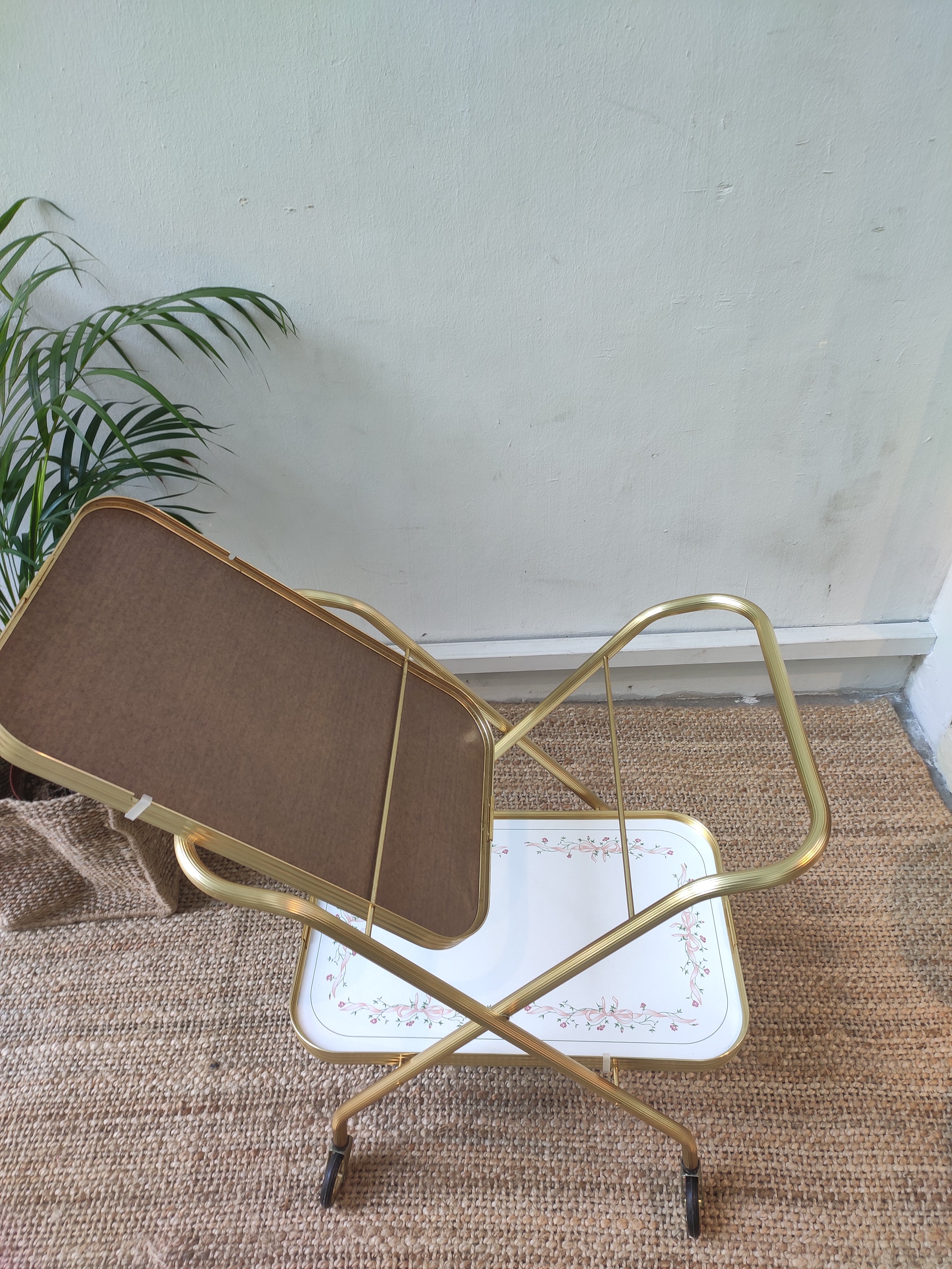 Foldable 2 Tier  Gold Hostess trolley