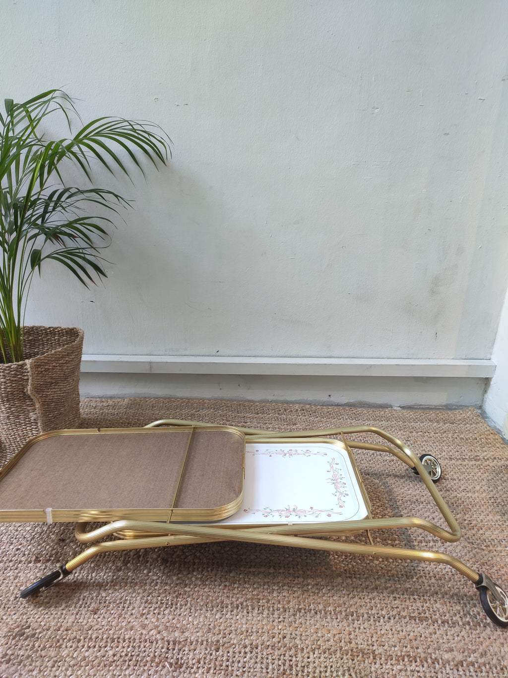 Foldable 2 Tier  Gold Hostess trolley
