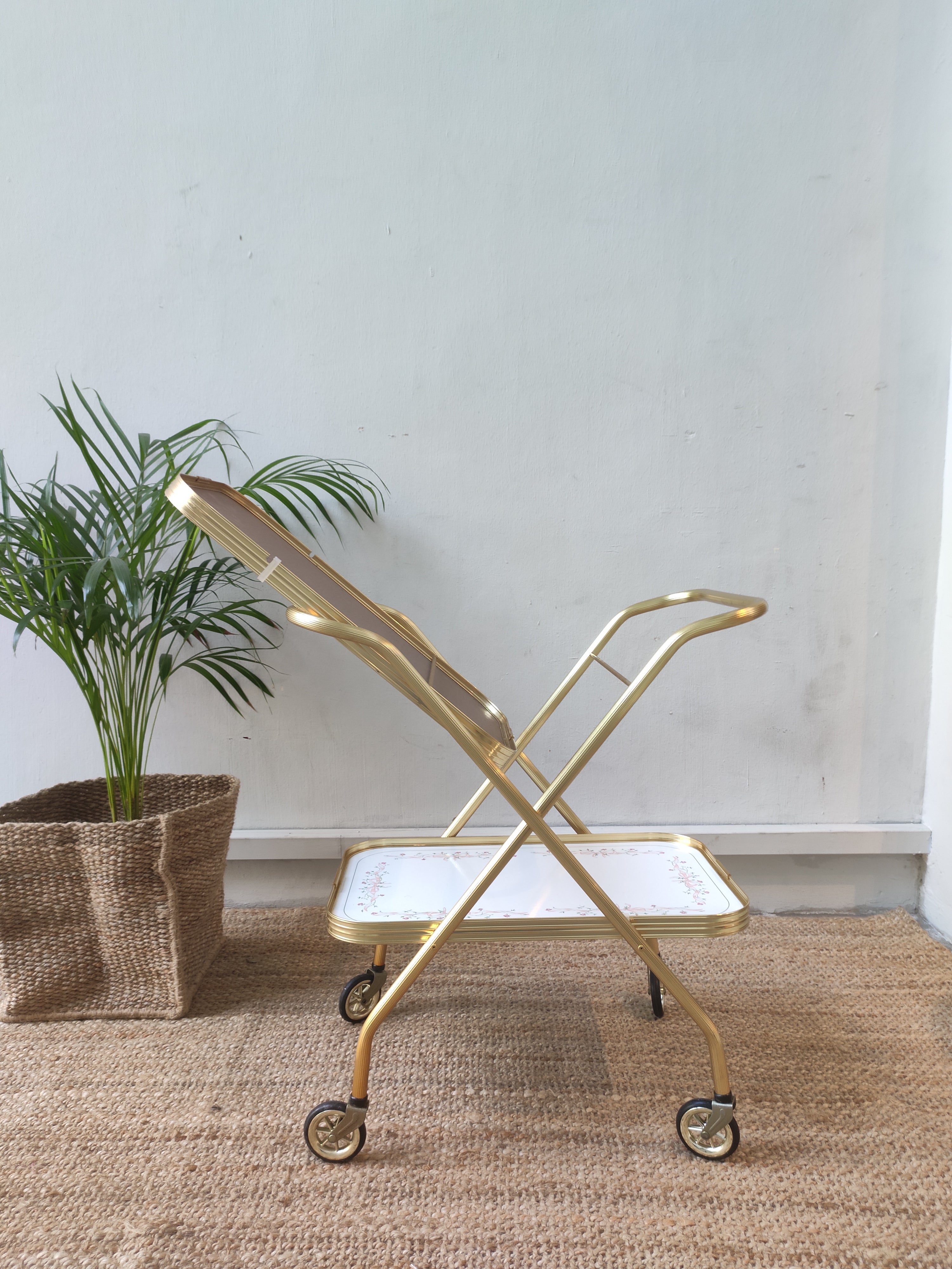 Foldable 2 Tier  Gold Hostess trolley