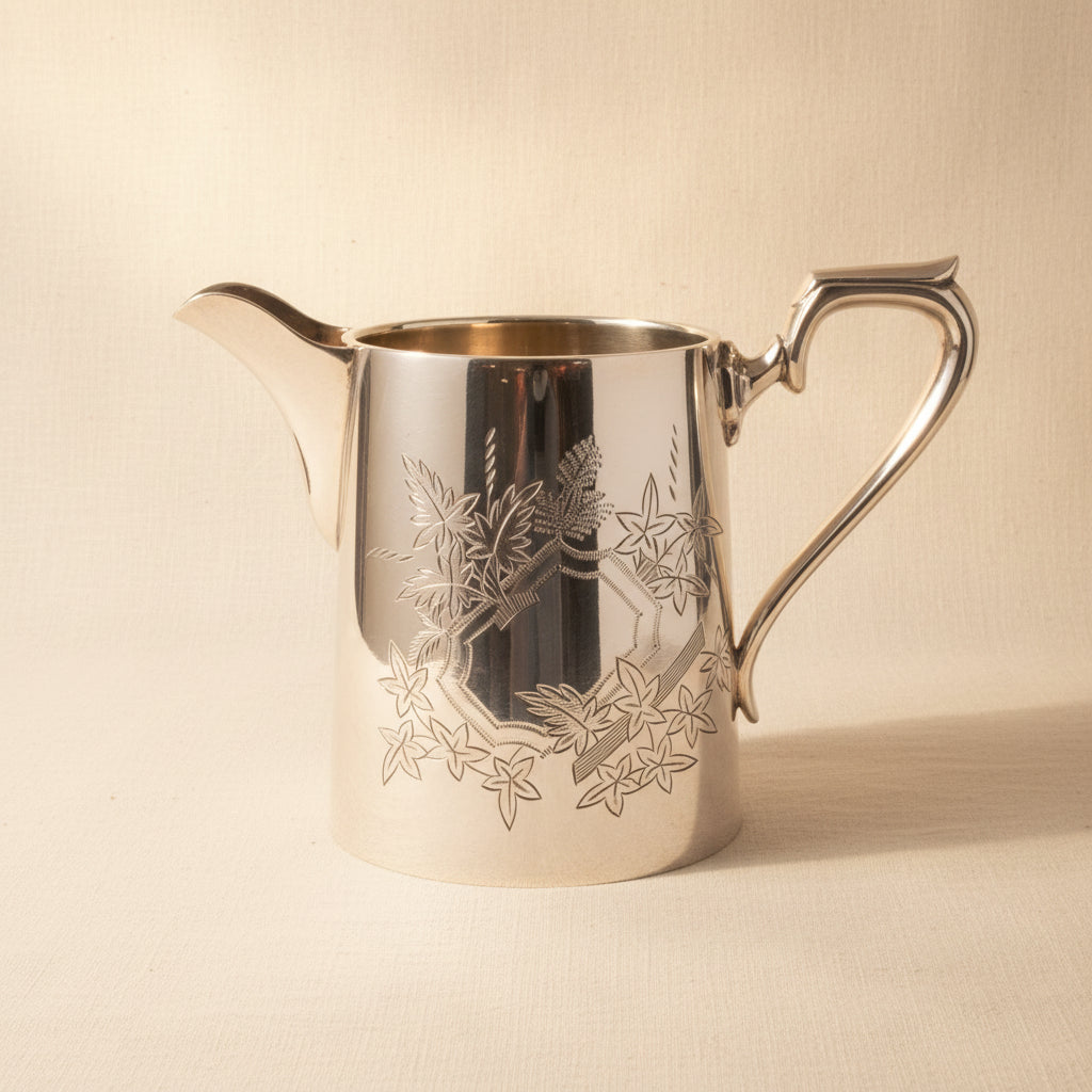 J.H. Potter Sheffield Silver Plated Milk Jug – Victorian Floral Charm