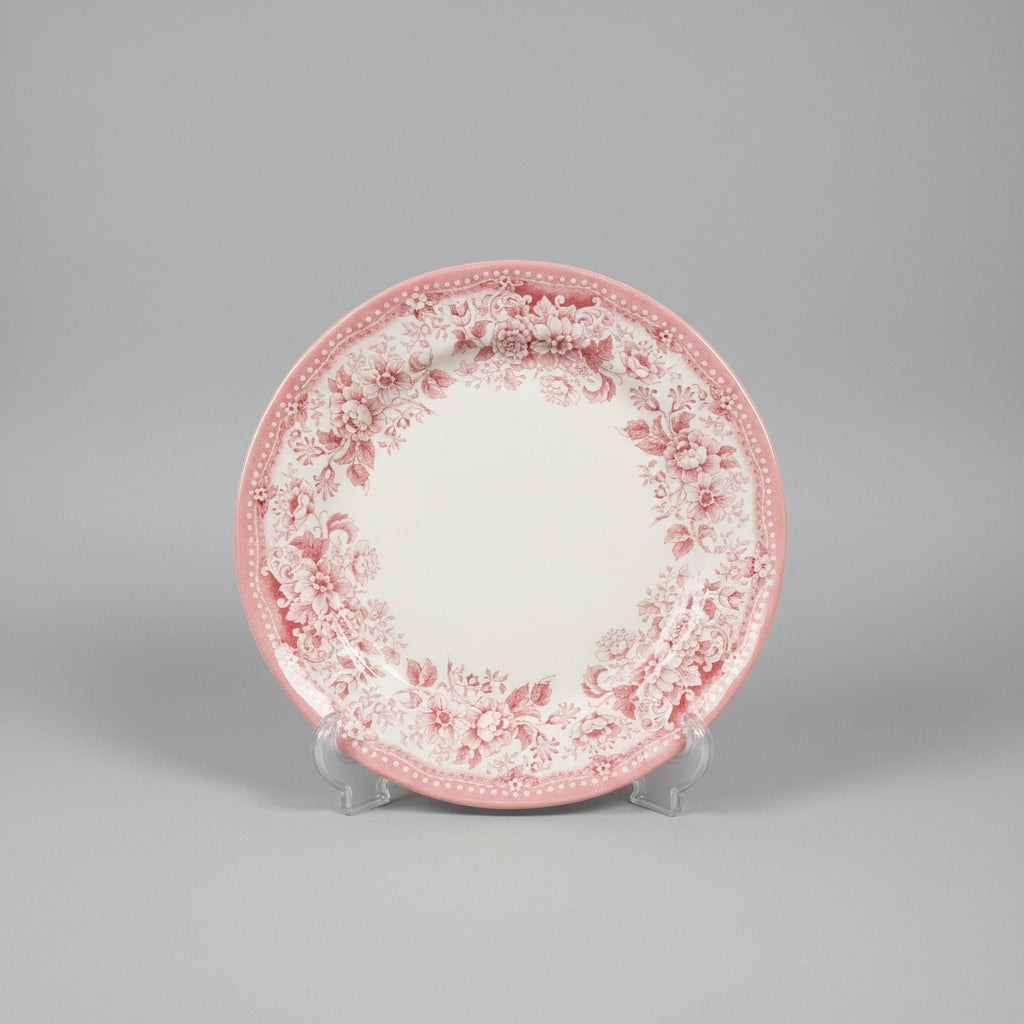 Karaca Vintage Pink & Cream Floral Toile Rimmed Plate (26cm)