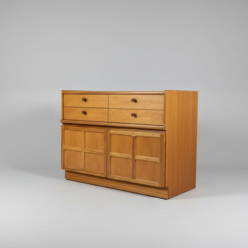 Nathan /Parker Knoll "Squares" Mid-Century Modern Teak Compact Sideboard / Cupboard