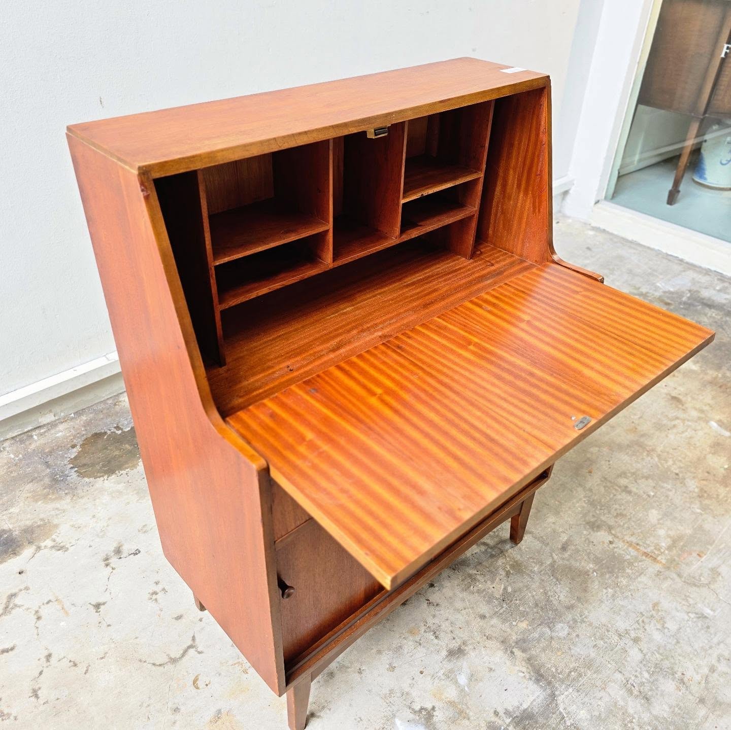 Mid-century amber teak secretary