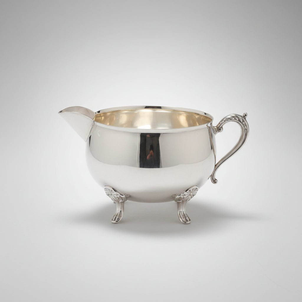 Silver sugar bowl with handles  