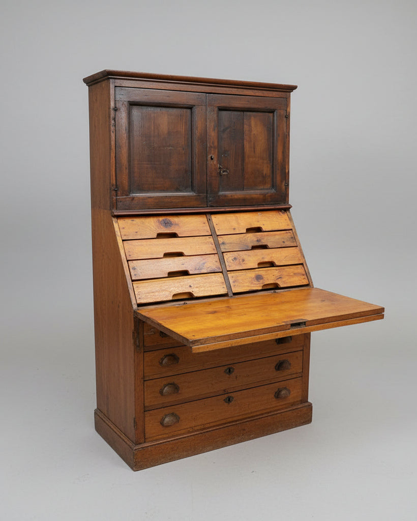 Antique Georgian Oak Wall Hanging Cabinet c. 1890