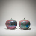 Pair of Hand-Thrown Studio Pottery Luster Apples – Iridescent Art