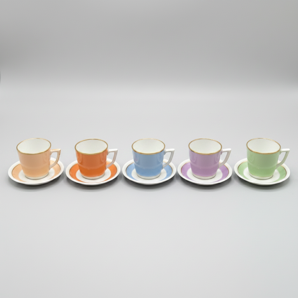 Pastel Coffee Set From Royal Copenhagen Typically Dates to the 1950s.