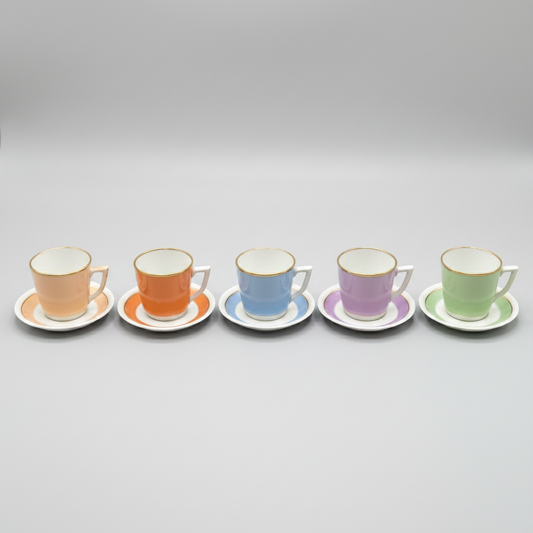 Pastel Coffee Set From Royal Copenhagen Typically Dates to the 1950s.