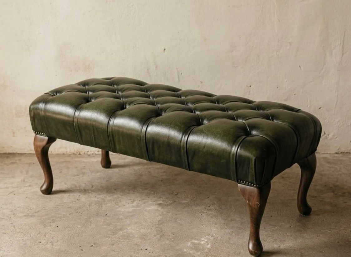 Chesterfield Pimlico Leather Bench - Oxford Green