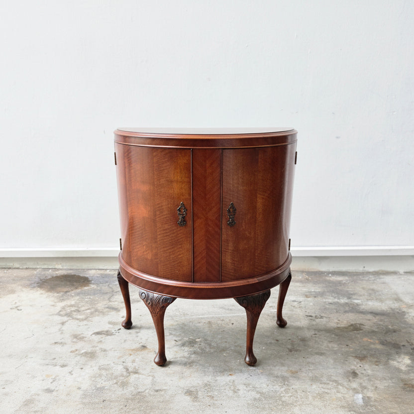 Queen Anne Demi Lune Cabinet Walnut Antique