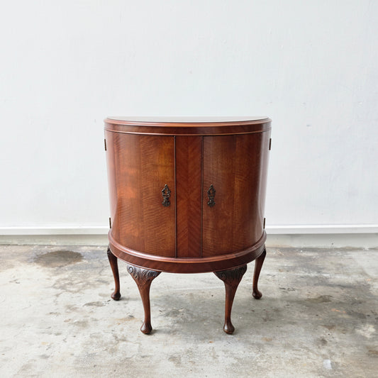 Queen Anne Demi Lune Cabinet Walnut Antique