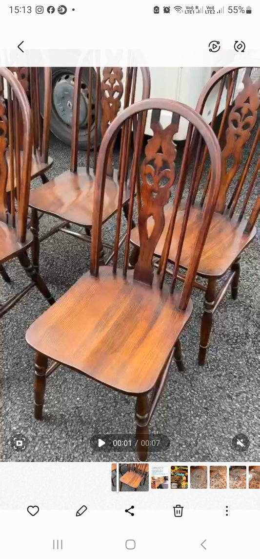 Vintage Oak dinning table + 6 chairs