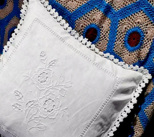 Embroidery linen cotton  41 x 41  cushion covers