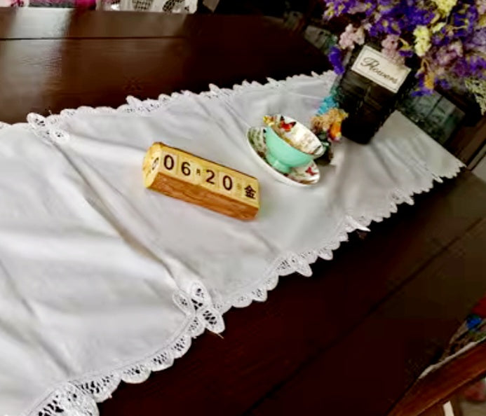 40 x 132 cotton linen table runner with Embroidery