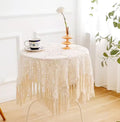 Hand Crochet Square Table Cloth with Tassels 117cm