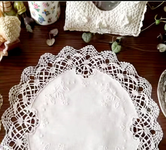 Linen table mat hand embroidered 30 x 30