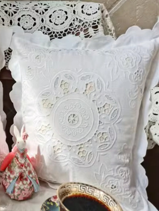 Lovely linen hand embroidered cushion cover 31 x 31