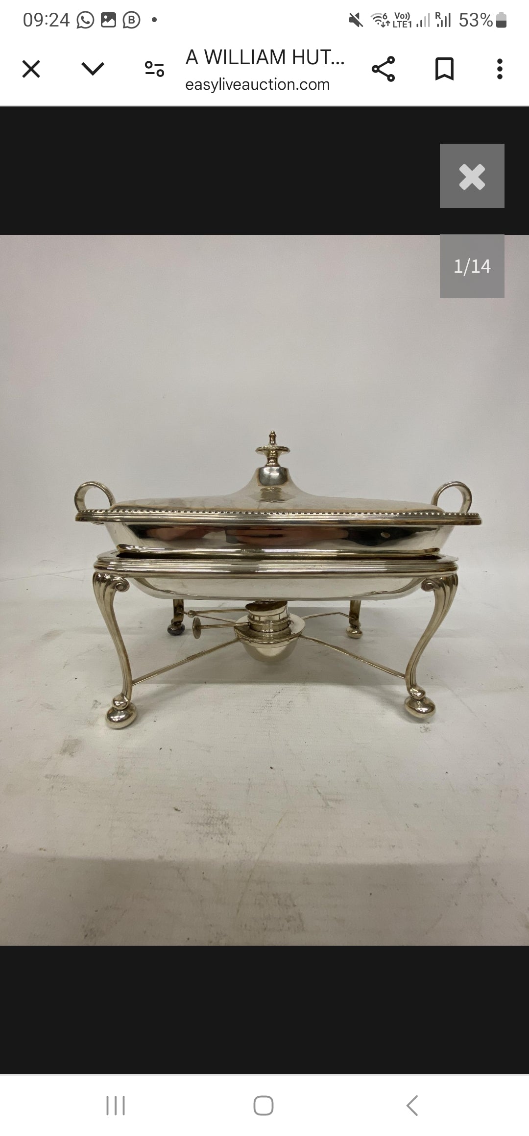 A WILLIAM HUTTON & SONS CROSSED ARROWS SILVER PLATE CHAFING DISH