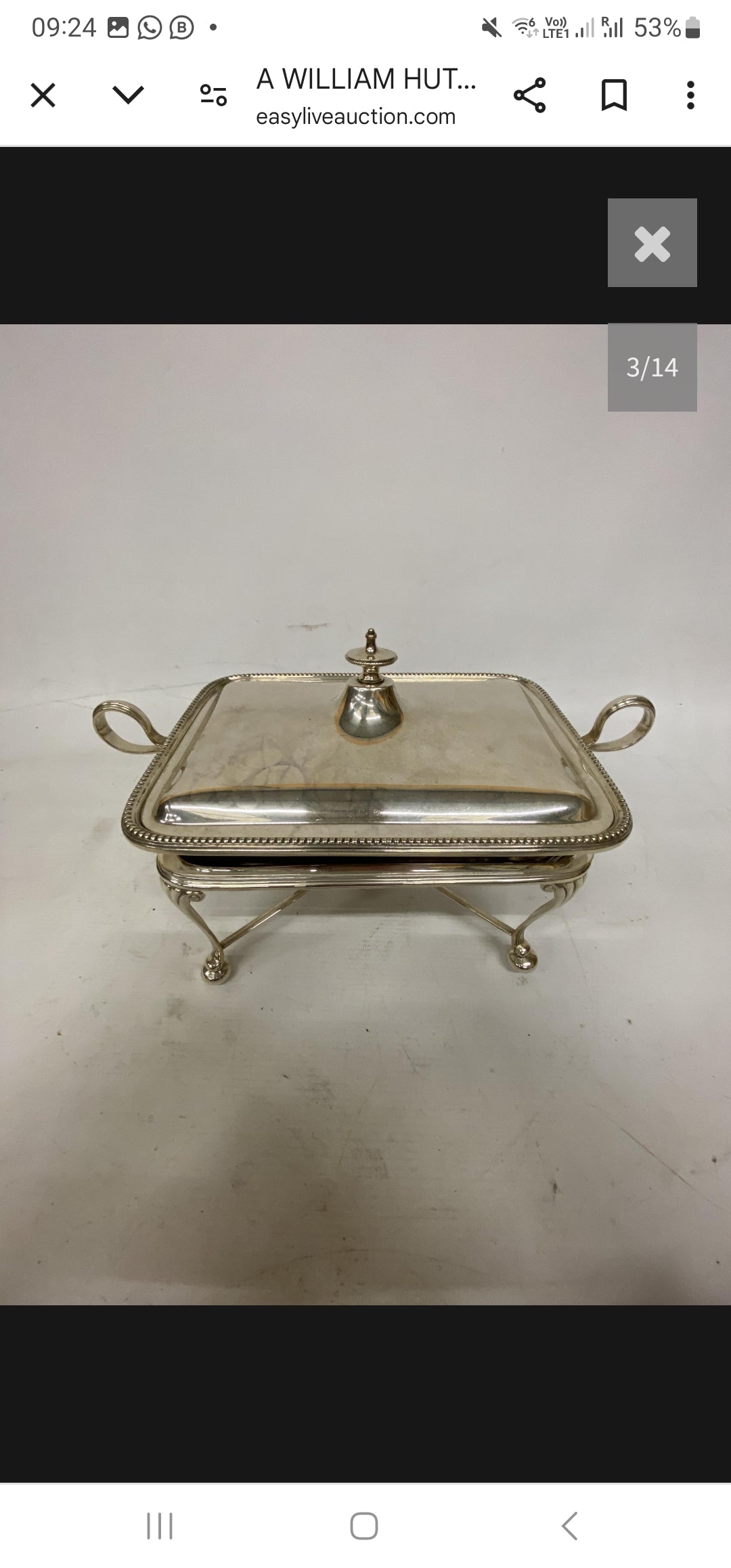 A WILLIAM HUTTON & SONS CROSSED ARROWS SILVER PLATE CHAFING DISH