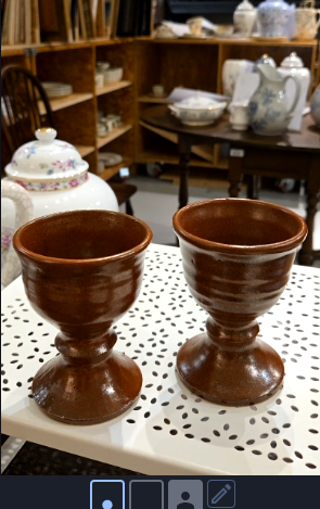 A pair of studio pottery wine globet