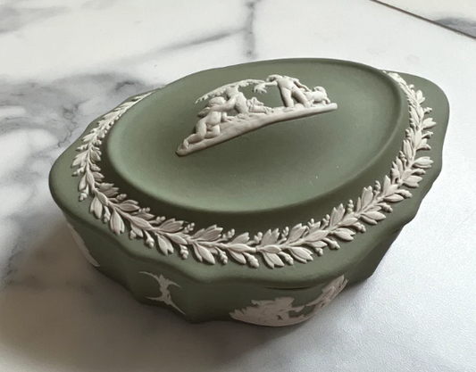 Wedgwood Jasperware Sage green trinket box