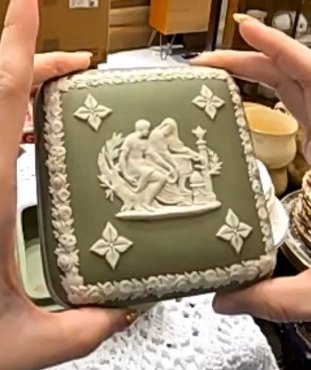 Wedgwood Jasperware Sage green Trinket box
