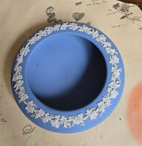 Wedgwood Blue Jasperware Flat Bowl Trinket Dish