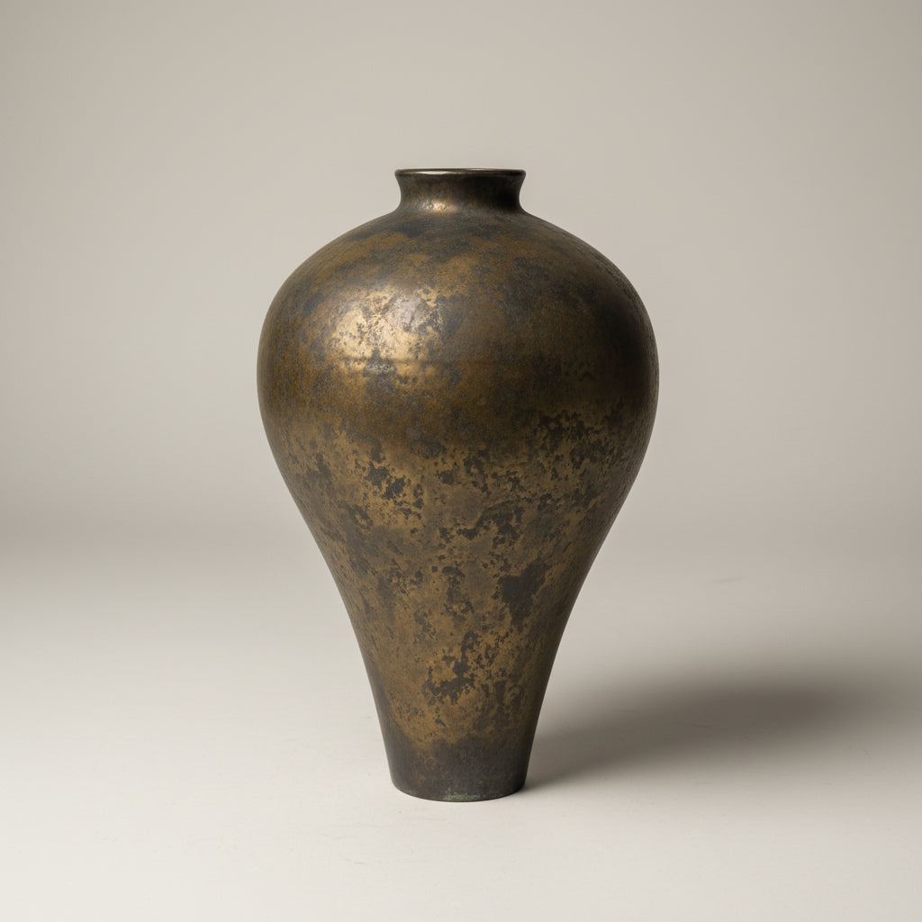 Studio Pottery Vintage Bronze-Tone Statement Vase