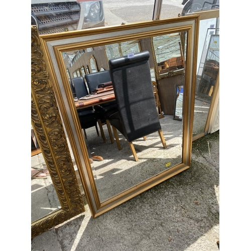 VINTAGE GILT FRAMED BEVEL EDGE WALL MIRROR, 46" X 36"