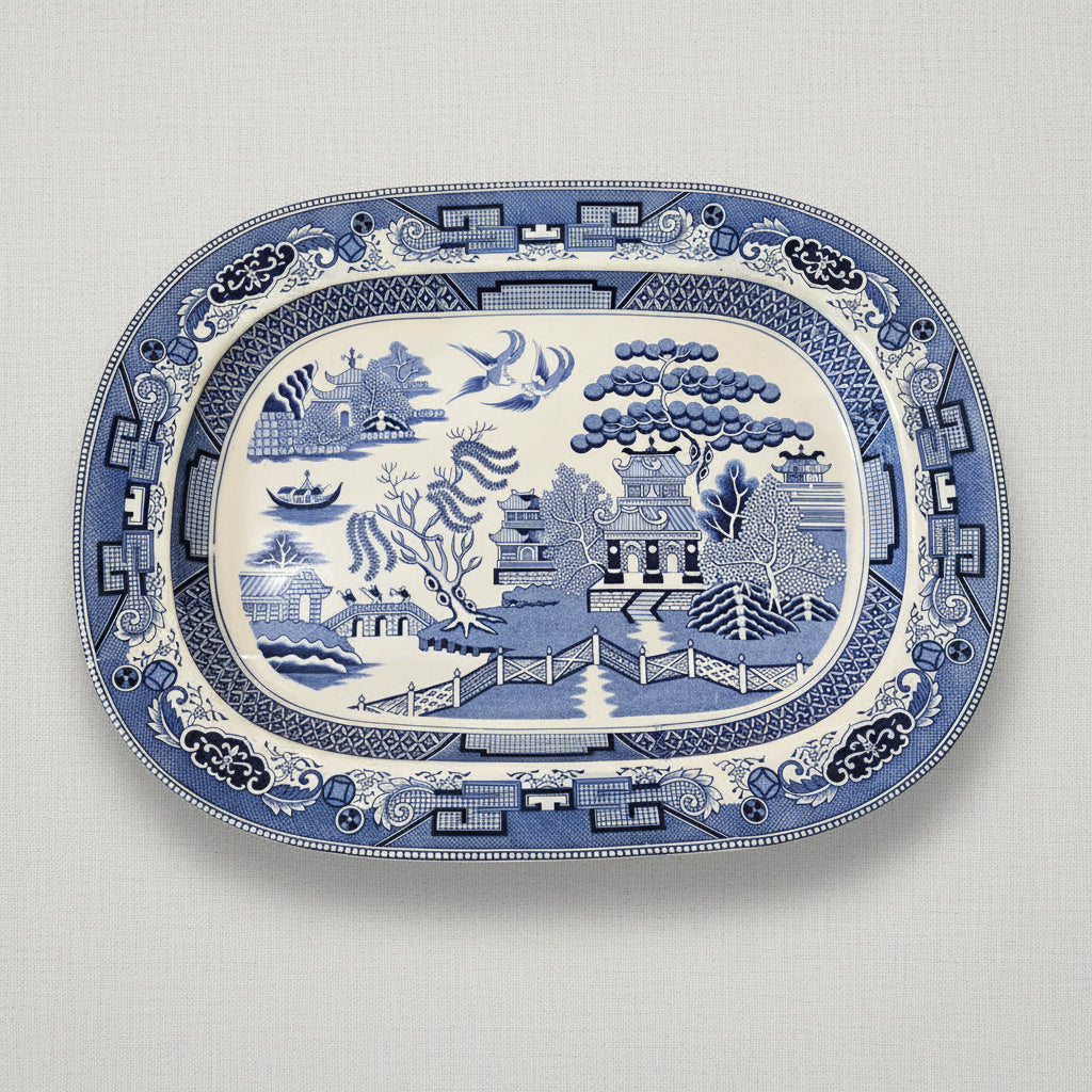 Victorian-Era Blue Willow Platter