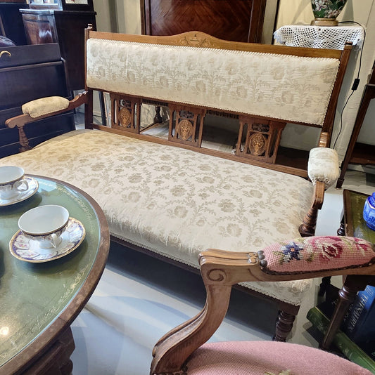 Exquisite vintage floral three-seater chair