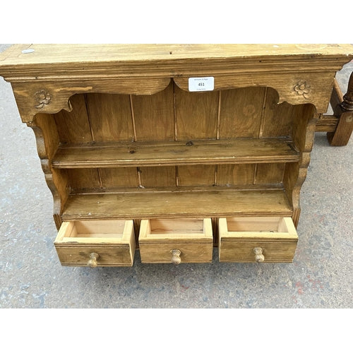 Victorian Style Carved Pine Wall Hanging Two Tier Spice Rack/Shelving Unit