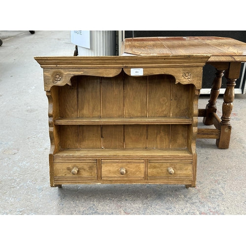 Victorian Style Carved Pine Wall Hanging Two Tier Spice Rack/Shelving Unit