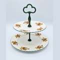 Vintage 2-Tier Bone China Cake Stand - Royal Vale – Summer Strawberry