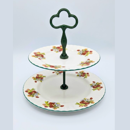 Vintage 2-Tier Bone China Cake Stand - Royal Vale – Summer Strawberry