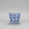 Vintage Blue & White Chintz Tapered Square Ceramic Planter (22cm x 17cm)