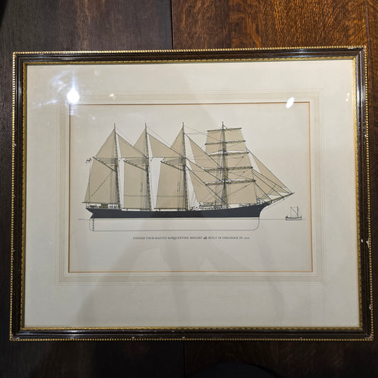 Vintage British Lithograph of the Finnish Barquentine Mozart (1904)