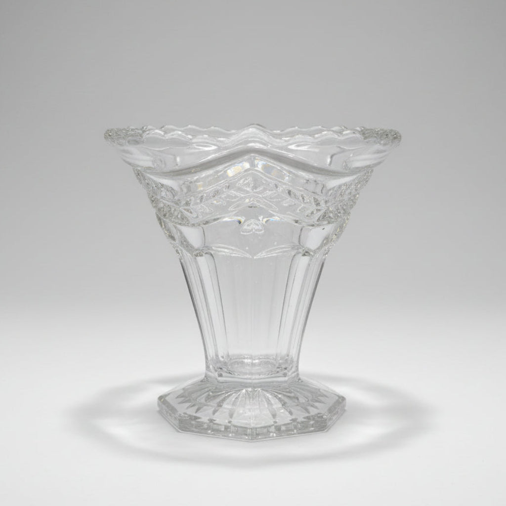 Vintage Handmade Pressed Glass Floral Vase