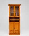 Vintage Honey Wood Step-Back Hutch & Display Cabinet
