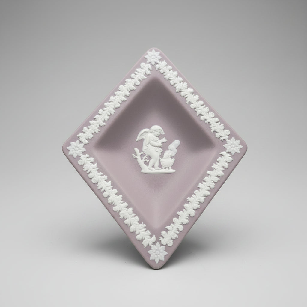 Vintage Lilac Wedgwood Jasperware Cupid and Fire Trinket Tray
