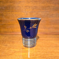 Vintage Mid-Century Cobalt Blue & Gold Ribbed Porcelain Liqueur Cups (c. 1950-1970)