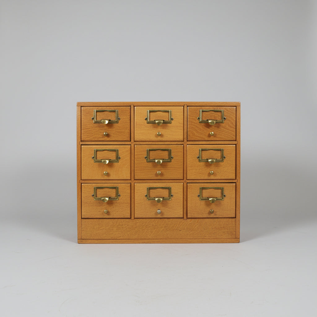 Vintage Mid-Century Card Catalogue Cabinet with 9 Drawers