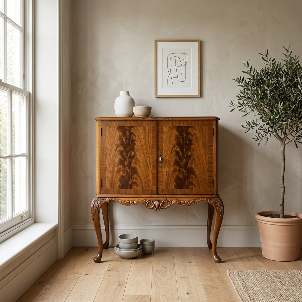 Vintage Queen Anne Revival Cocktail Cabinet