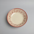 Vintage Red & Cream Floral Toile Ceramic Rimmed Soup / Pasta Bowl