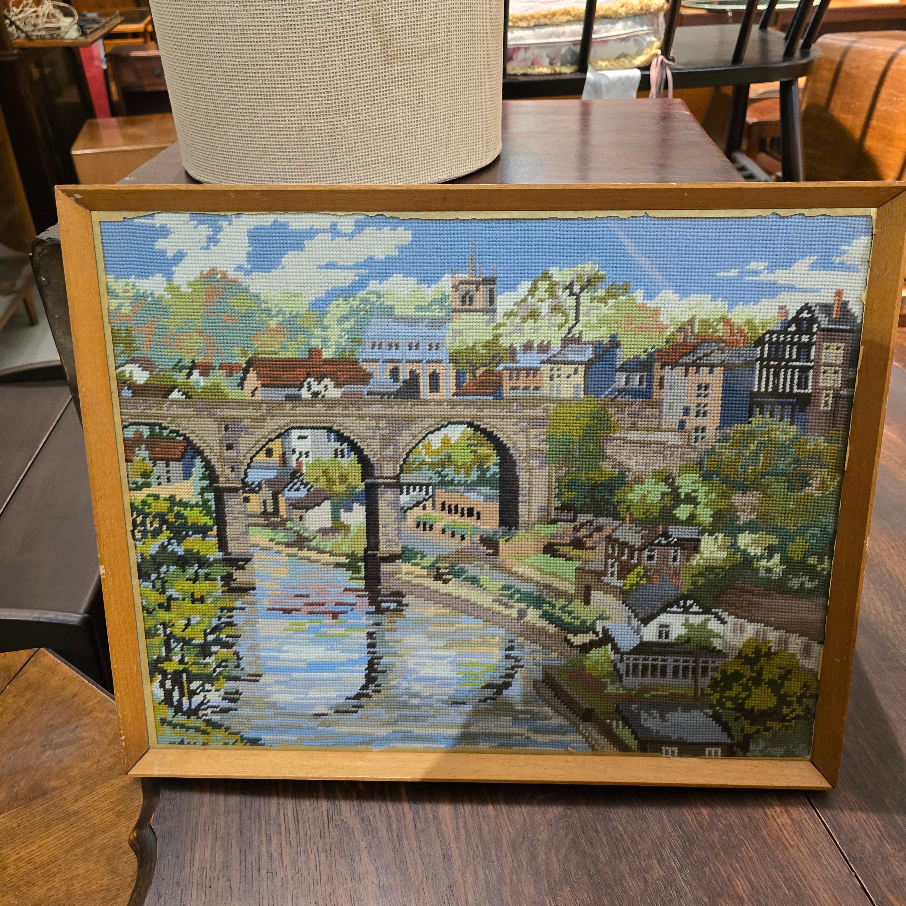 Vintage Scenic Town Needlepoint