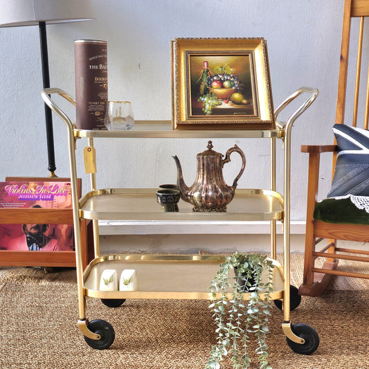 Vintage Silver Retro 3 Tier Trolley