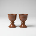 Vintage Studio Hand-Thrown Terracotta Rust Glazed Pottery Egg Cups c. 1960
