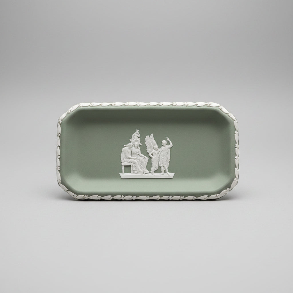 Vintage Wedgwood Jasperware Sage Green Tray Daedalus and Icarus