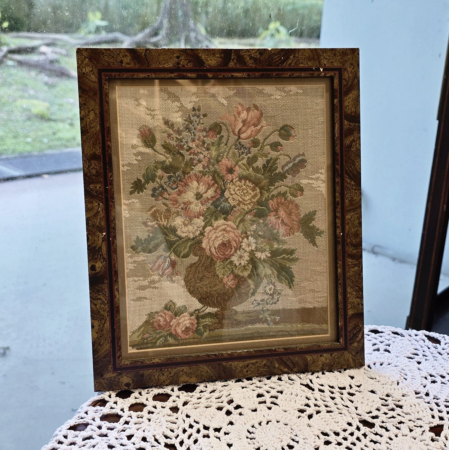 Vintage Flora Tapestry wall art nicely framed