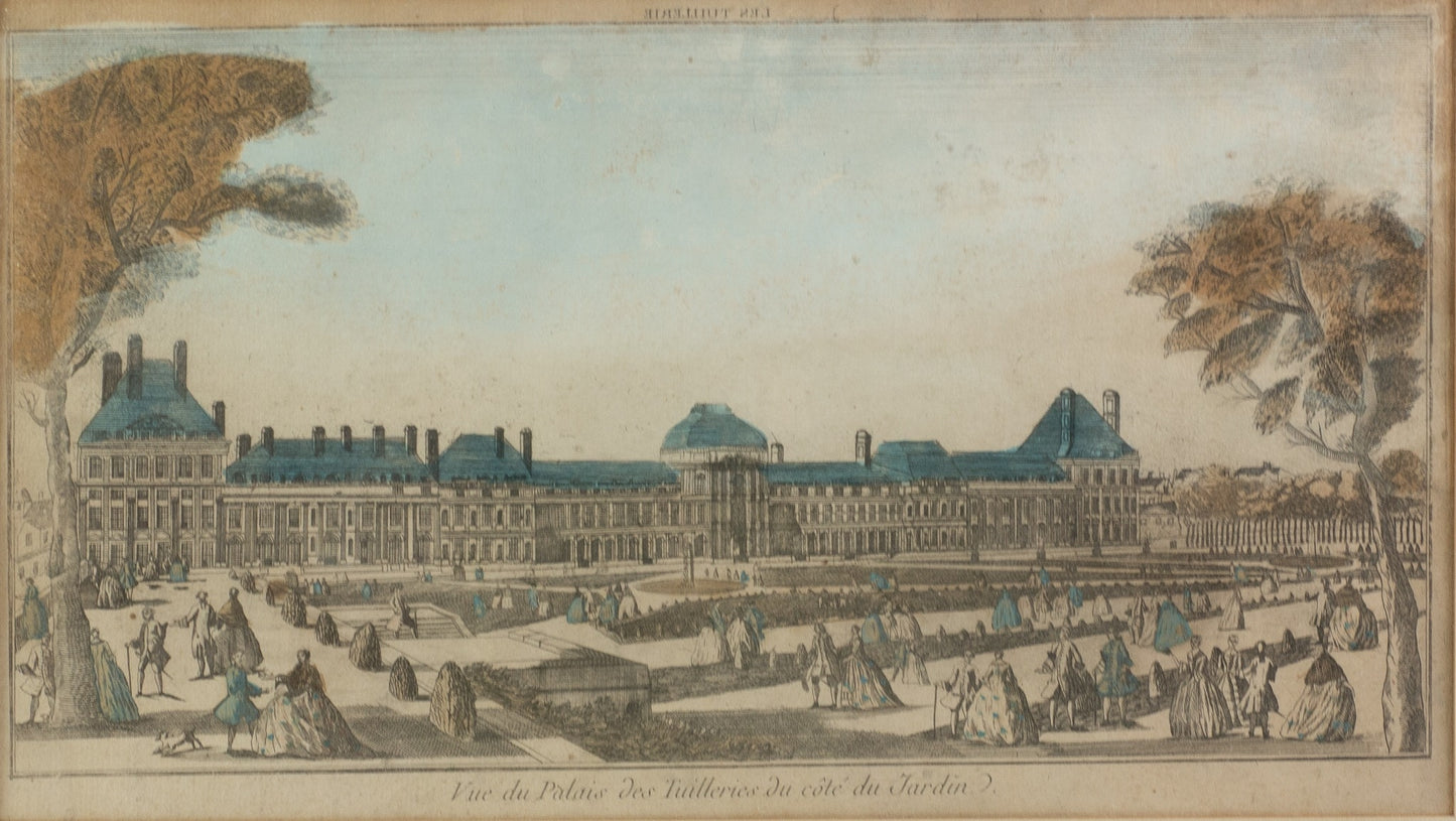 FRENCH 18TH CENTURY ENGRAVING PRINT Palais des Tuileries by Jacques Rigaud